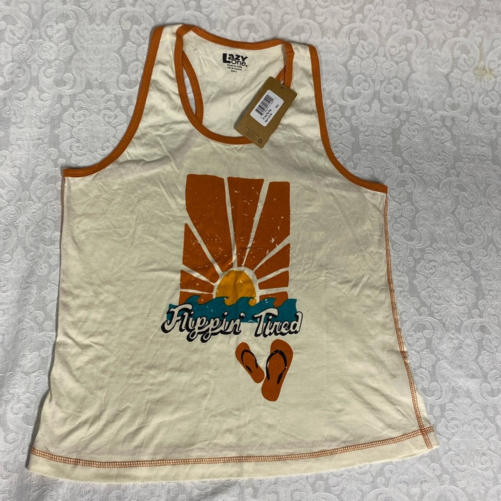 NWT Lazy One racerback “Flippin Tired” pajama tank L Women’s